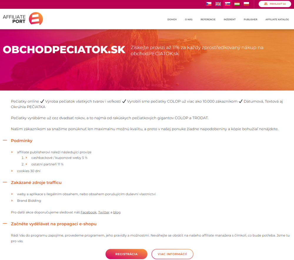 affiliate program affilateport.eu - obchodRAZITEK.cz